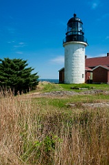 Seguin Island Lighthouse Tower on Rocky Hilltop